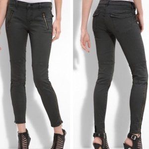 J Brand "Agnes" moto skinny twill in dark grey